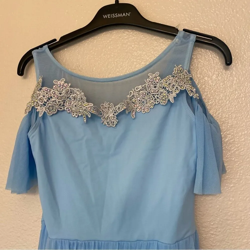 Weissman dance costume lyrical dress leotard blue THE GARDEN 12377 SA adult